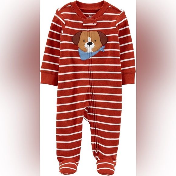 Carter's Other - Carter's Toddler Boys' 1 Piece Long Sleeve Footed Sleepers (Baby Red Puppy, 3M)